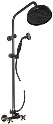 RAV SLEZÁK Morava Retro sprchový systém s držiakom sprchy a sprchovou hadicou čierna matná/stará mosadz mk181.0/7cmatsm MK181.07CMATSM