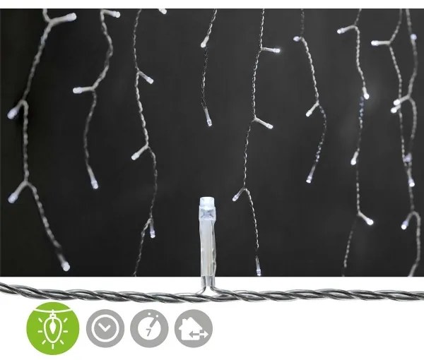 Nedis CLLC180C - LED vianočný záves 180xLED, 7 funkcií, 10,9m, IP44, studená bie