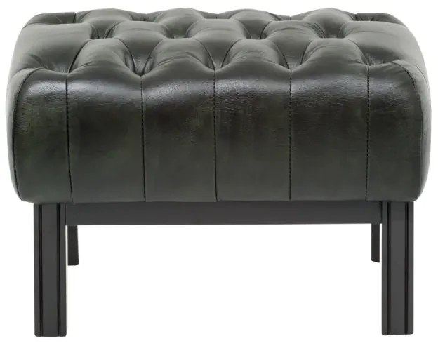 furniture-nabytek.cz - Masívny taburet Chesterfield Kingsfield z pravej kože, zelený – 61×46×43 cm