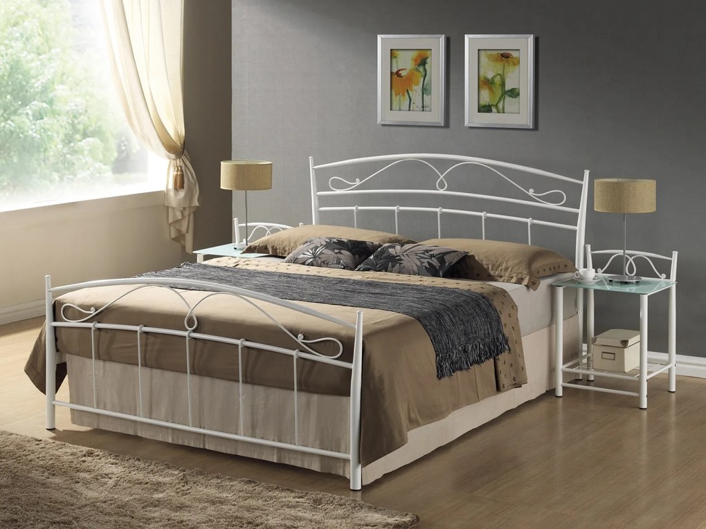 Kovová posteľ SEINA 120x200, biela