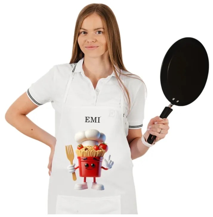 Kuchynská zástera Pasta EMI, biela