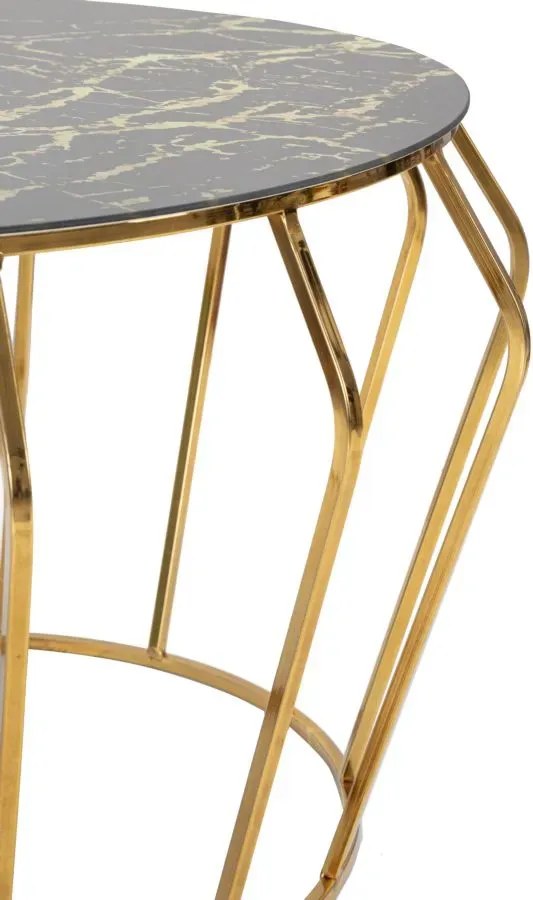 Konferenčný stolík Histor 78 cm zlatý/čierny mramor