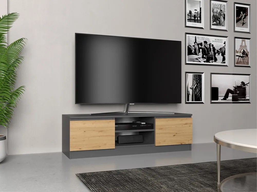 TV skrinka Musecalo 120 (antracit + dub artisan). Akcia -23%. Vlastná spoľahlivá doprava až k Vám domov. 1132496
