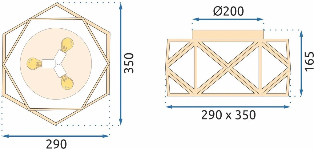 Toolight Toolight, stropné svietidlo 3xE27 APP1238-C, zlatá-biela, OSW-40093