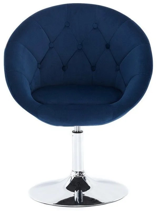 LuxuryForm DESIGN Kreslo VERA VELUR na striebornom tanieri - modré