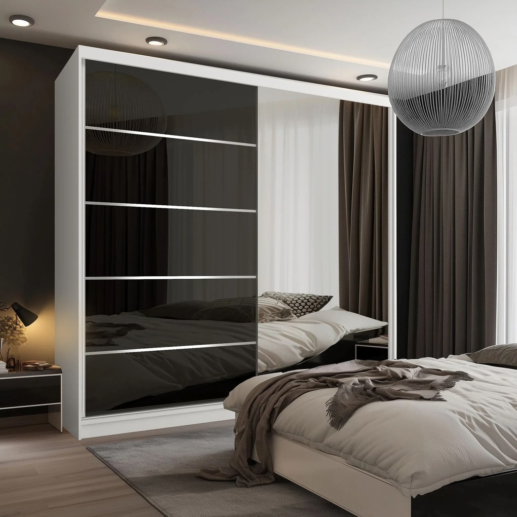 Šatníková skriňa SERENITY 200 cm čierny lesk MGB SERENITY SZP5/0/W/B/0/HIAL