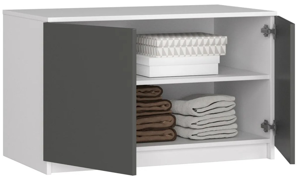 Nástavec na skriňu Star 90 cm biely/šedý grafit mat