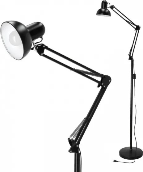 Flexibilná stojacia lampa AURIQ 1xE27/60W/230V 184 cm čierna