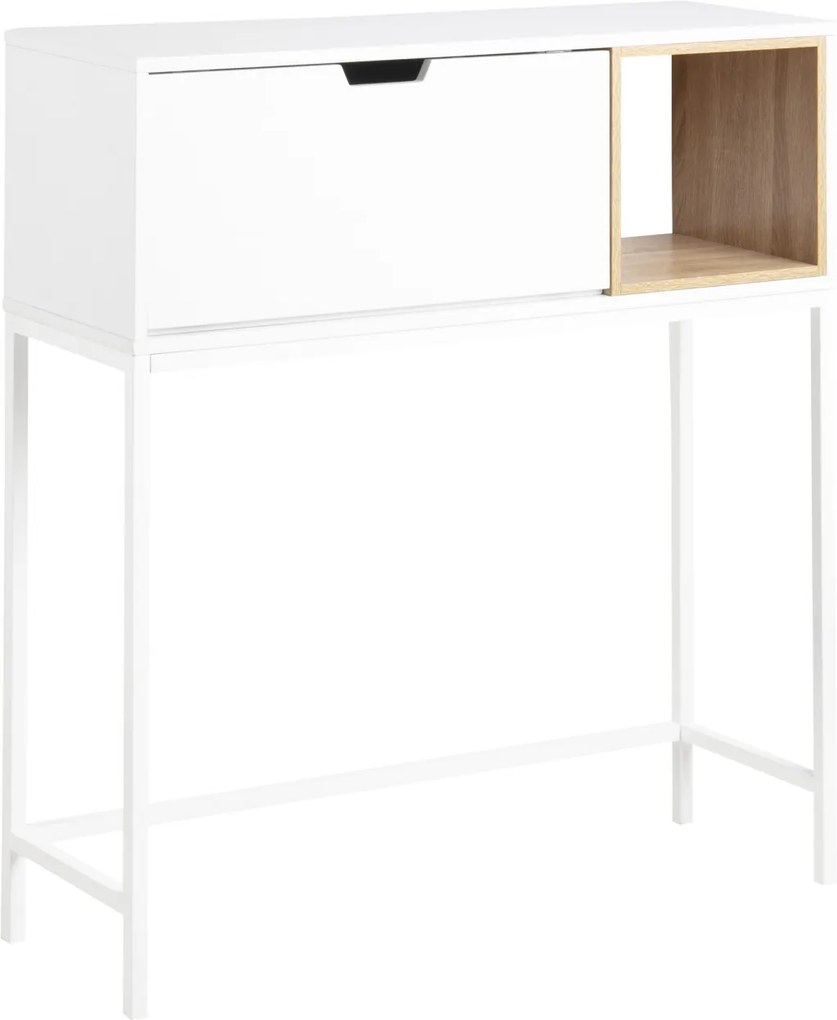 Bighome - Príručný stôl SATLEY 91,5 cm, biela