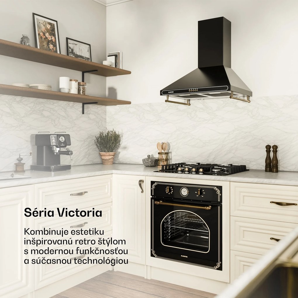 Klarstein Victoria, vstavaná rúra, retro vzhľad, 9 funkcií, 50 – 250 °C, čierna