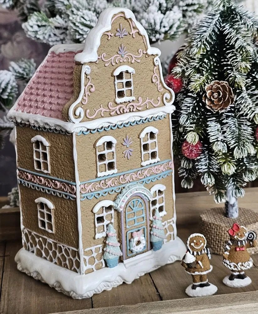 Hnedá svietiaca perníková chalúpka Gingerbread House - 12 * 9 * 20 cm / 3 * AAA