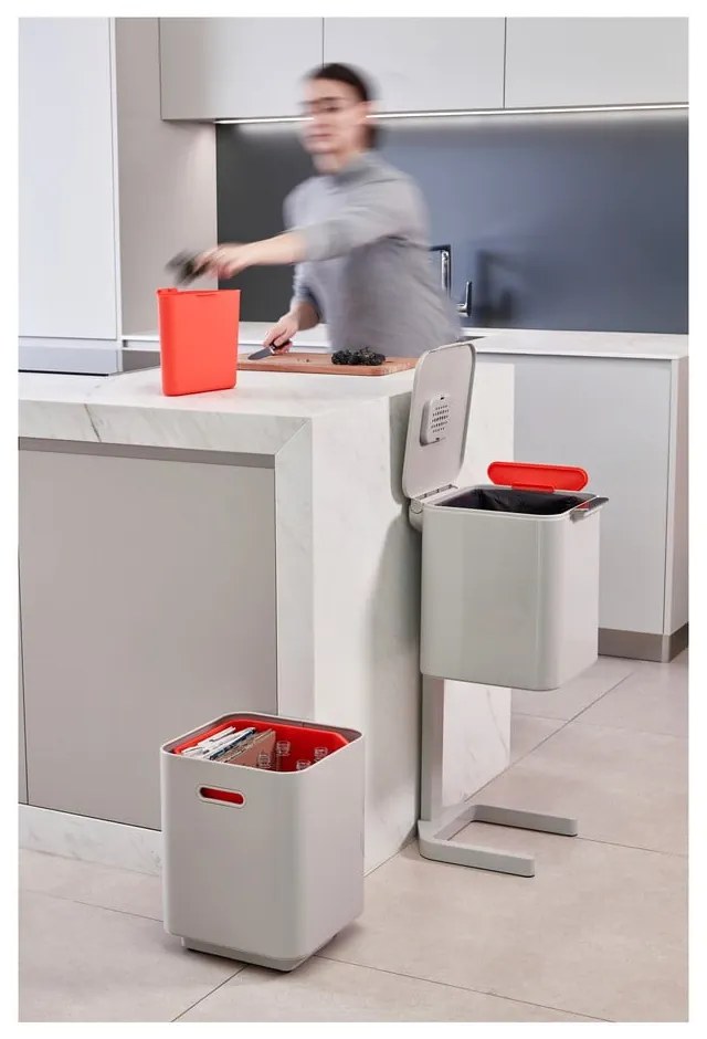 Krémovobiely kôš na triedený odpad Joseph Joseph Totem Compact, 40 l