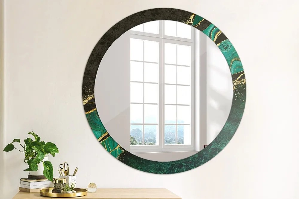 Okrúhle ozdobné zrkadlo Mramorový zelený fi 90 cm