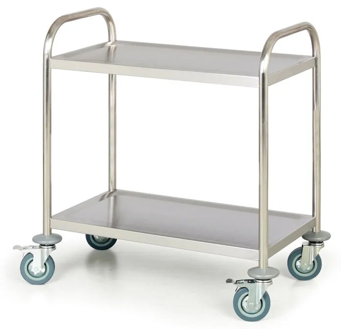 Nerezový policový vozík, 2 police, 710 x 410 mm