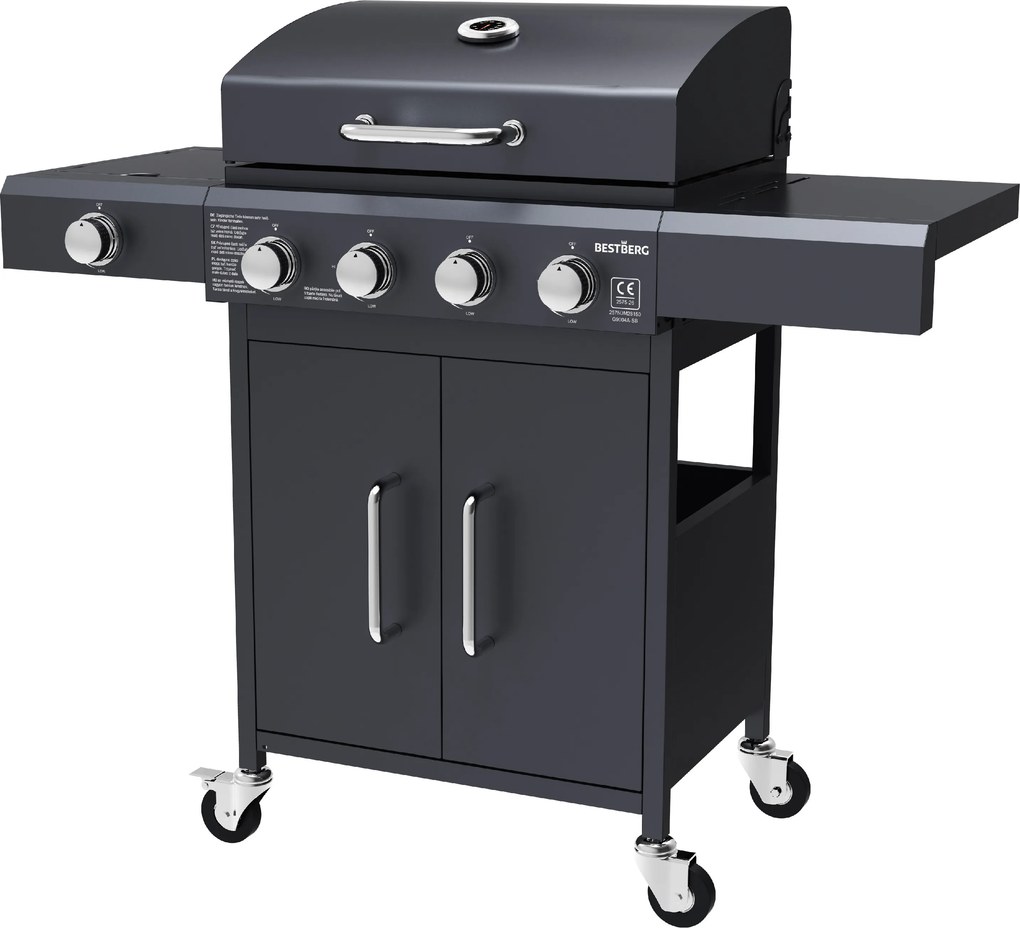 Plynový gril BestBerg BBBQ-28SB / 5 horákov / 14,4 kW / čierna