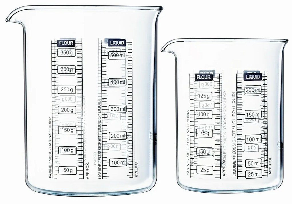 Pyrex Sada sklenených odmeriek 2 ks, 0,25 l + 0,5 l