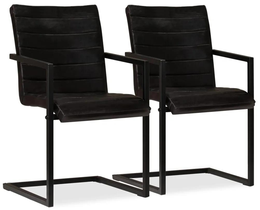 Jedálenské stoličky 2 ks, antracitové, pravá koža