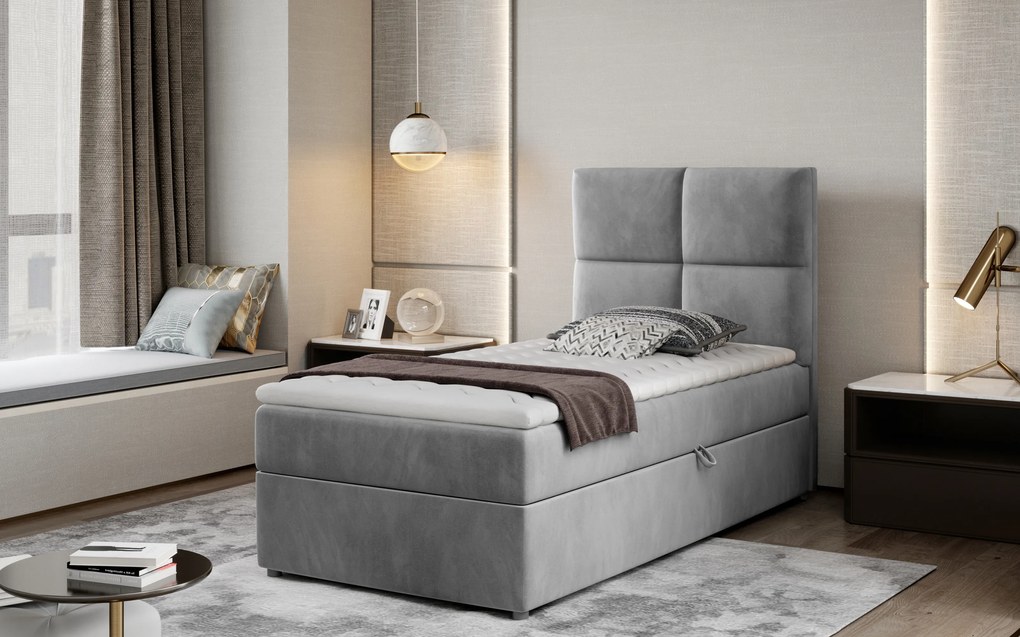 Moderná box spring posteľ Garda 90x200, sivá Monolith