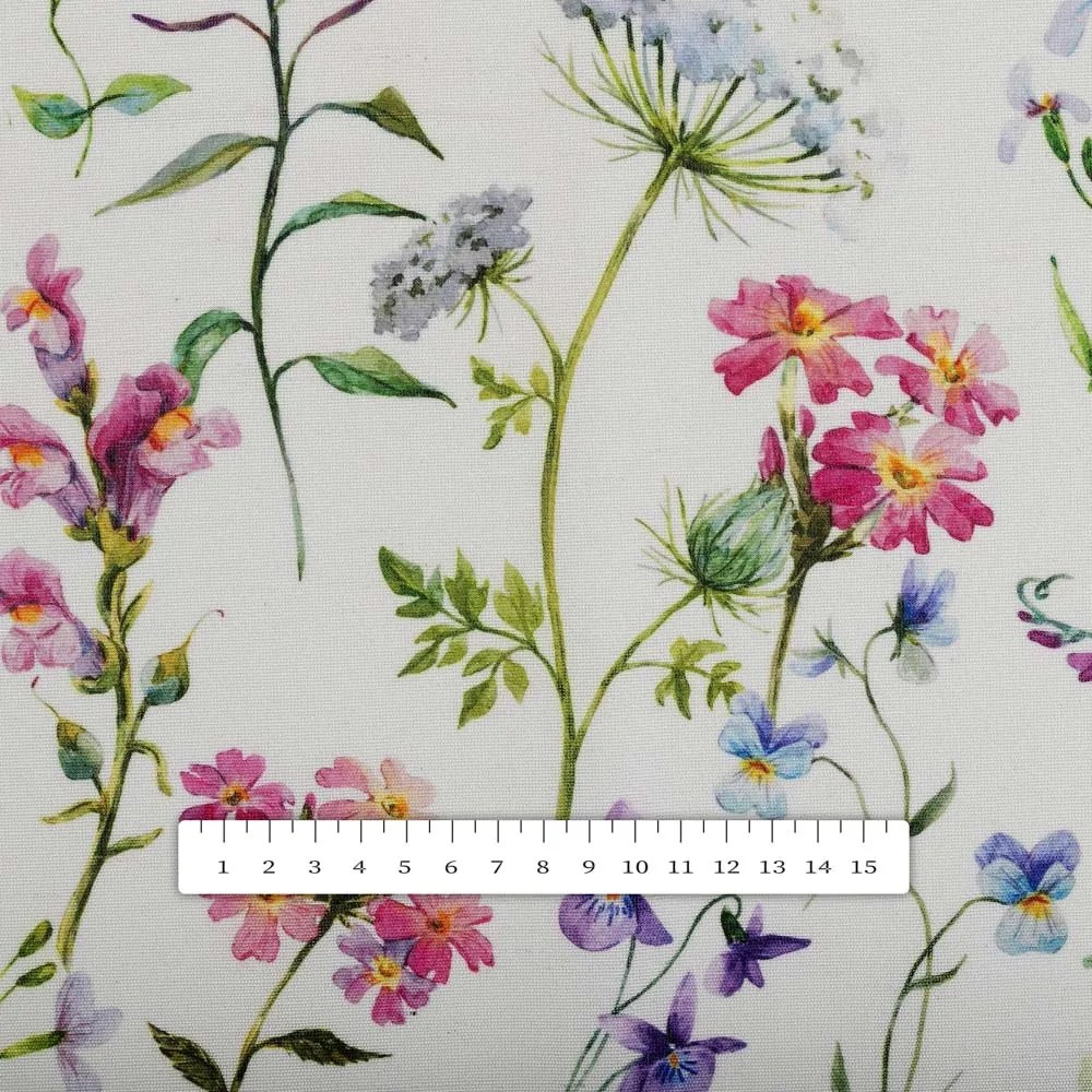 Biante Dekoračný štvorcový obrus PML-098 Lúčne kvietky na smotanovom 60x60 cm