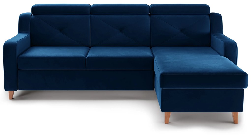 Rohová sedačka Laksaro s rozkladom pravostranná - modrý zamat Trinity 31