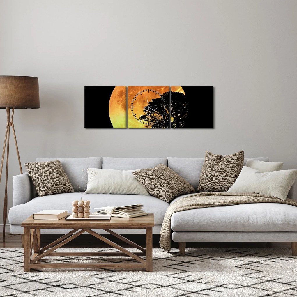 Obraz tieňov v mesačnom svetle (s hodinami) (90x30 cm)