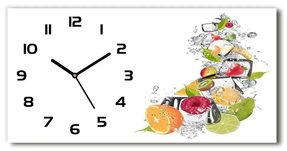 Vodorovné Sklenené hodiny na stenu tiché Ovocie s ľadom pl_zsp_60x30_f_54963414