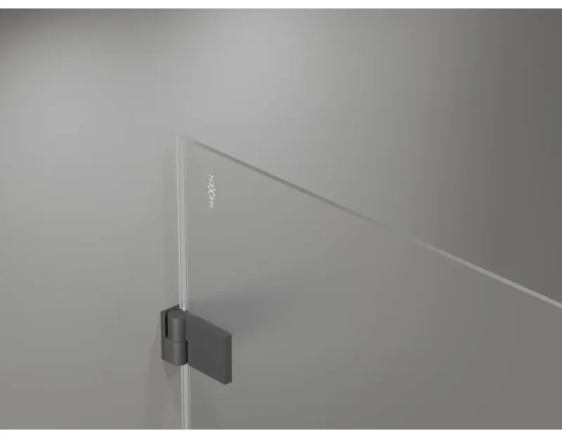 Mexen Lunar-B, výklopný sprchový kút ľavý 95 x 70 cm, 8mm číre sklo, grafitový profil, 832-095-070-95-00-L