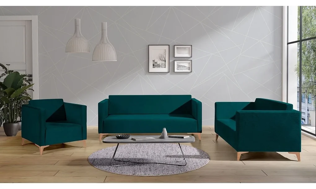 Sedacia súprava Denim 3+2+1, Dostupné poťahy: Solo 263, Farby nožičiek: biely lesk