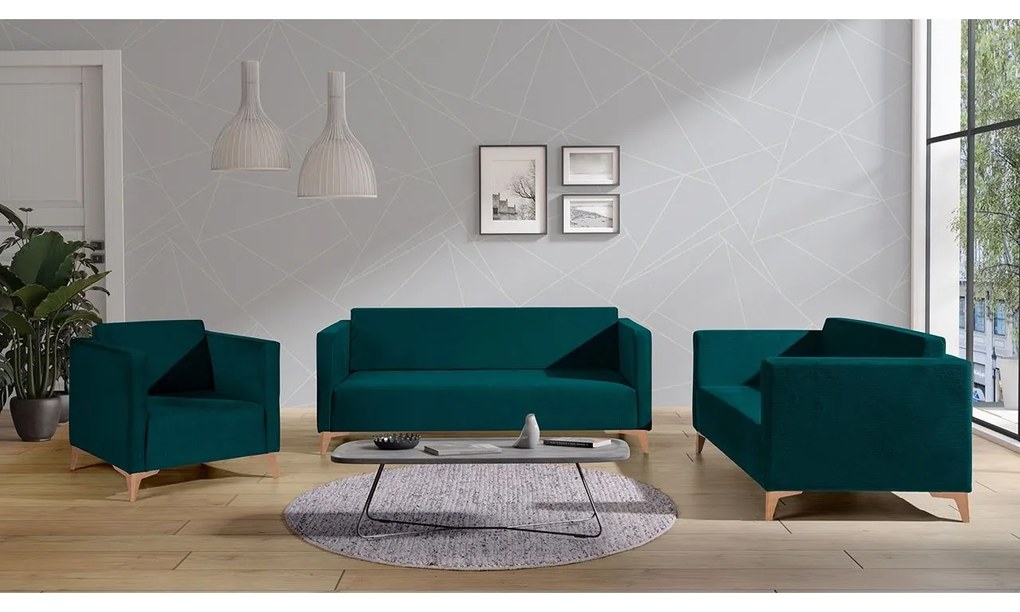 Sedacia súprava Denim 3+2+1, Dostupné poťahy: Solo 263, Farby nožičiek: dub