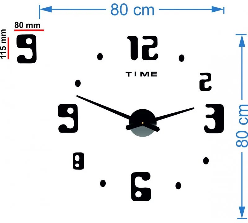 Moderné nalepovacie nástenné hodiny | 3D hodiny 12S009 HEU-