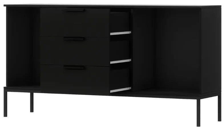 Komoda MEORATI 150x40 cm, čierna/dub artisan