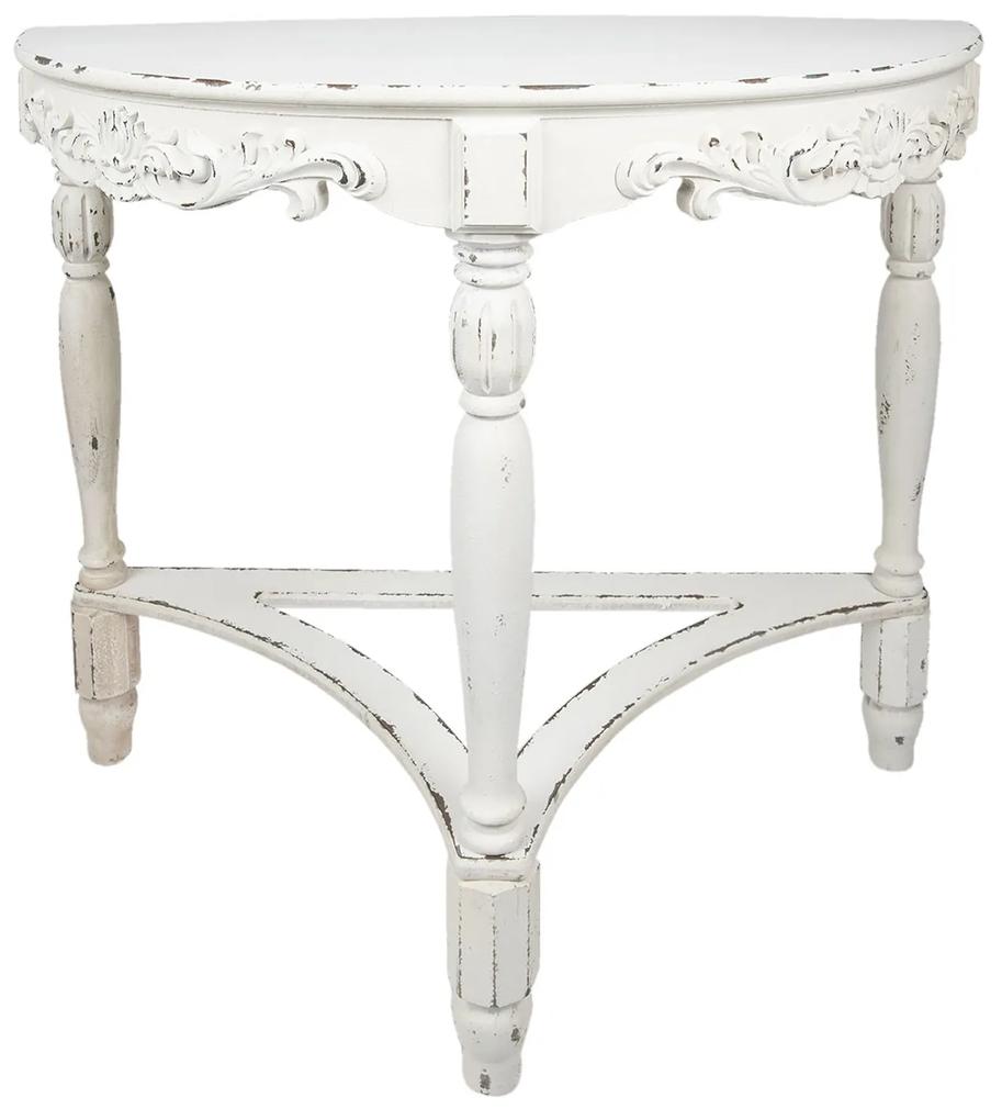 Biely antik drevený odkladací stôl s vyrezávaním a zdobením Loiré - 106*48*87 cm
