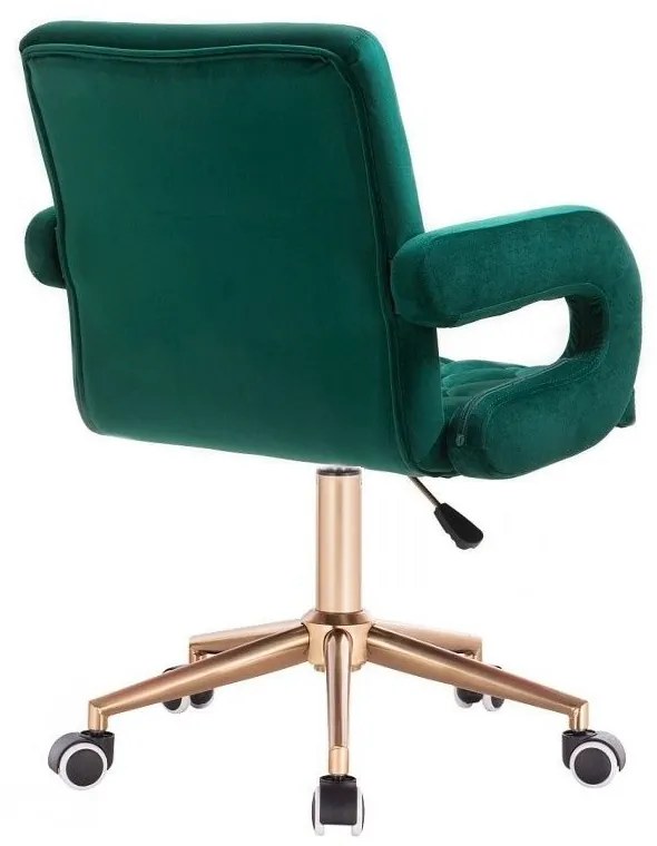 LuxuryForm DESIGN Stolička BOSTON VELUR na zlatej podstave s kolieskami - zelená