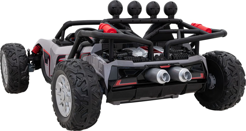 Ramiz Elektrická bugina Racing 5 pre deti +3 sivá + motory 2x200W + diaľkové ovládanie + pomalý štart