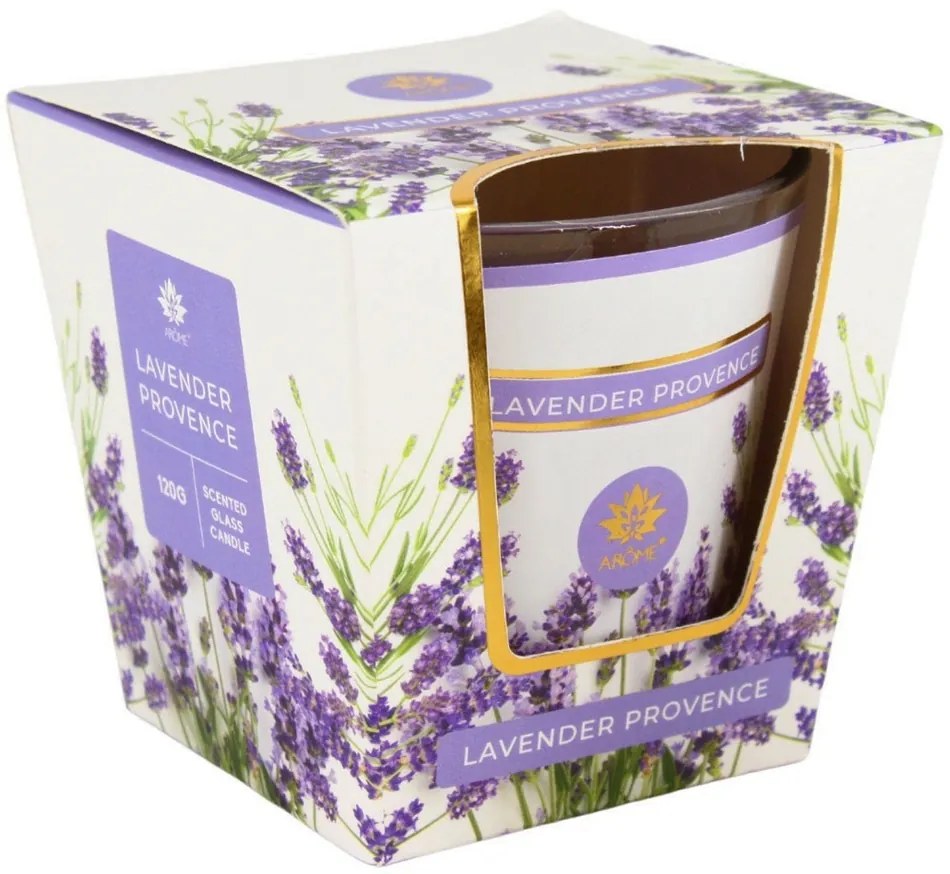 Arome Vonná sviečka v skle Lavender Provence, 120 g