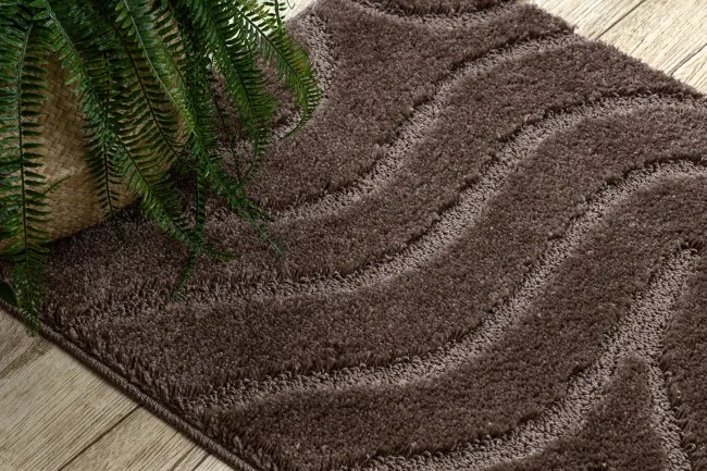 Kúpeľňový koberček SUPREME WAVES vlny, hnedý