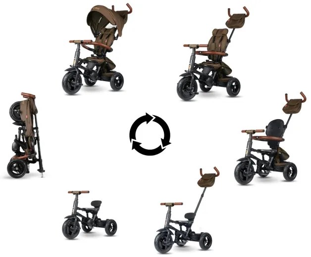Detská trojkolka Rito Deluxe Rubber hnedá