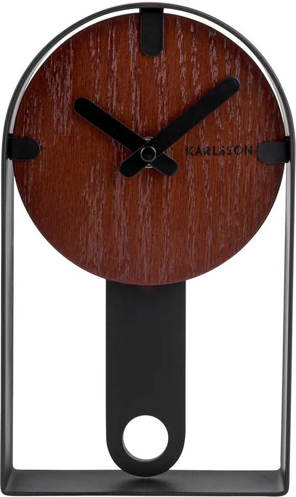 Stolné hodiny Dashed Walnut čierne 22 × 13 × 5 cm