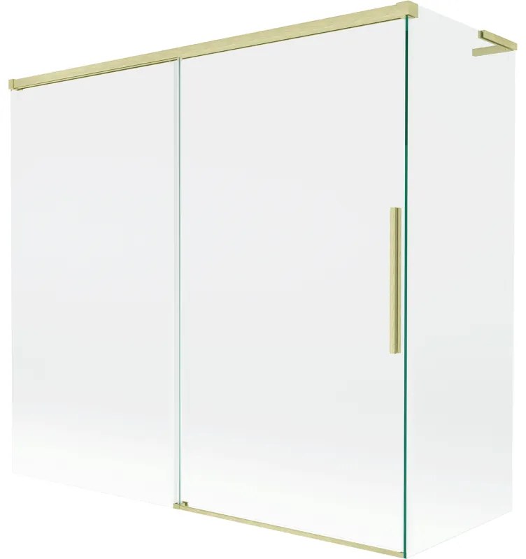 Mexen Rox, L posuvná 2-krídlová vaňová zástena 170 + 70 x 150 cm, 8mm číre sklo, zlatý matný profil, 8C9L-170-070-55-00
