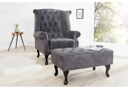 Kreslo 37473 Chesterfield Antik šedá  - Komfort-nábytok