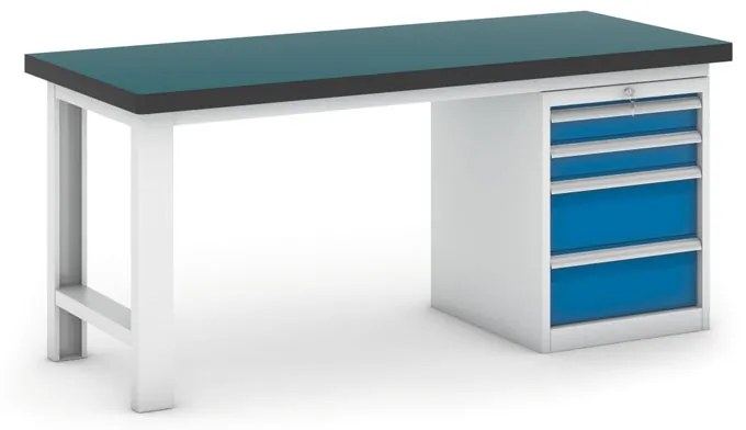 Pracovný stôl do dielne GB so zásuvkovým boxom na náradie, 4 zásuvky, 1800 mm