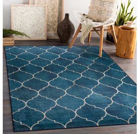 Kusový koberec ANDRE Maroccan trellis 1181 blue, 160x220, modrá, chodba / predsieň, Dywany Łuszczów