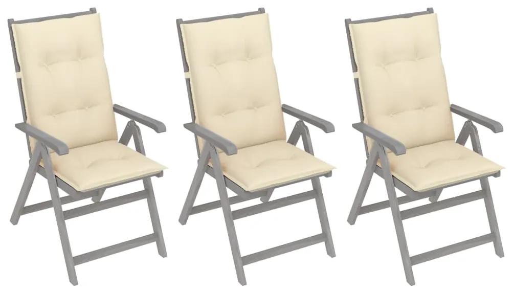 Záhradné sklápacie stoličky 3 ks s podložkami akáciový masív 3064745