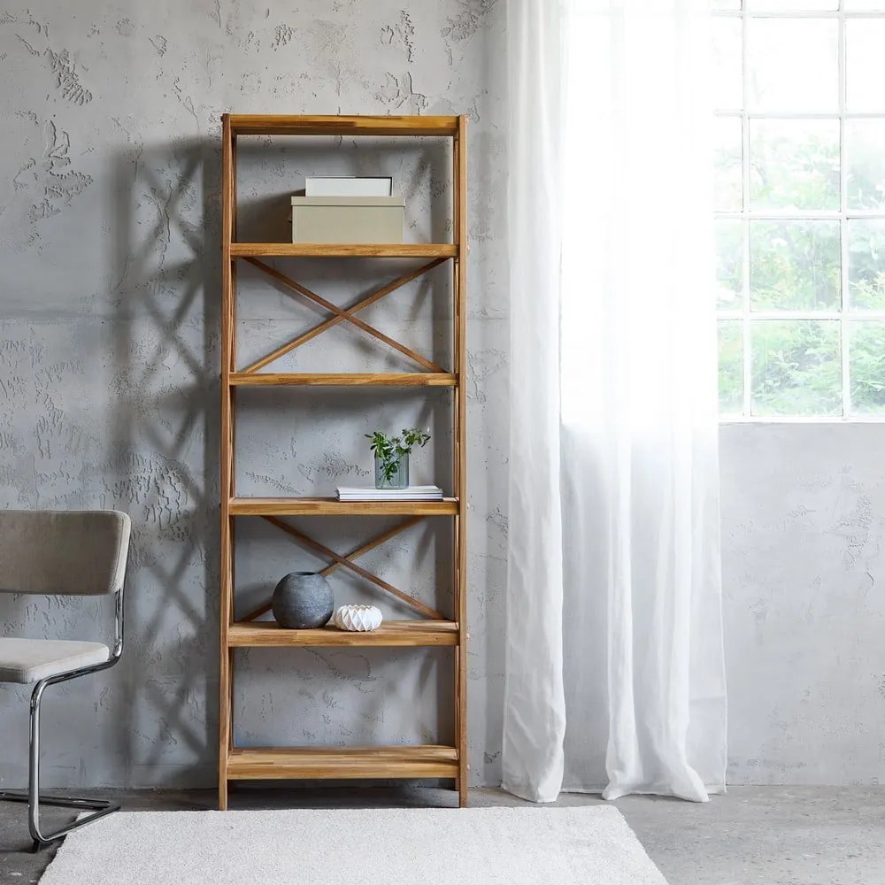 Regál z dubového dreva v prírodnej farbe 70x198 cm X-Shelf – Unique Furniture