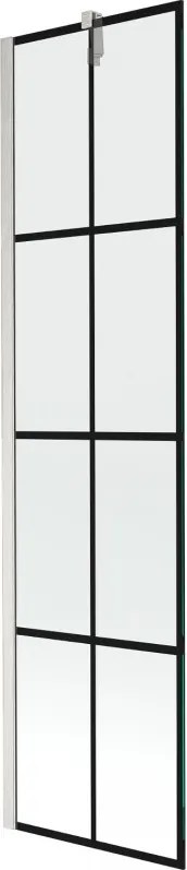 Mexen Next, 1-krídlová vaňová zástena 50 x 150 cm, 6mm číre sklo - čierny vzor, oceľová, 895-050-000-00-77-97