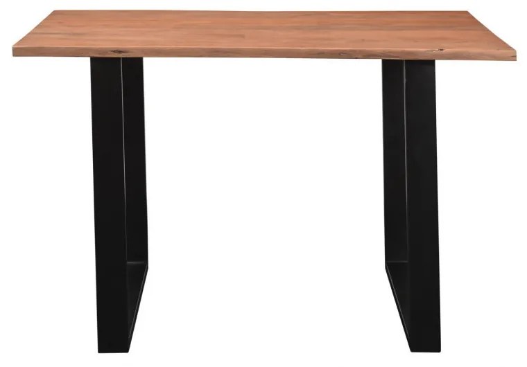 furniture-nabytek.cz - Jedálenský stôl Willy z masívneho akáciového dreva s čiernymi kovovými nohami, lakovaný, prírodný – 120×80 cm