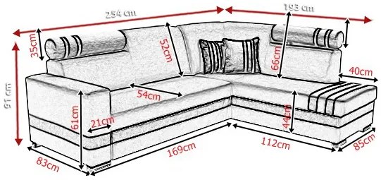 Rohová sedačka Reinaldo (tmavohnedá + biela) (L). Vlastná spoľahlivá doprava až k Vám domov. 1031609
