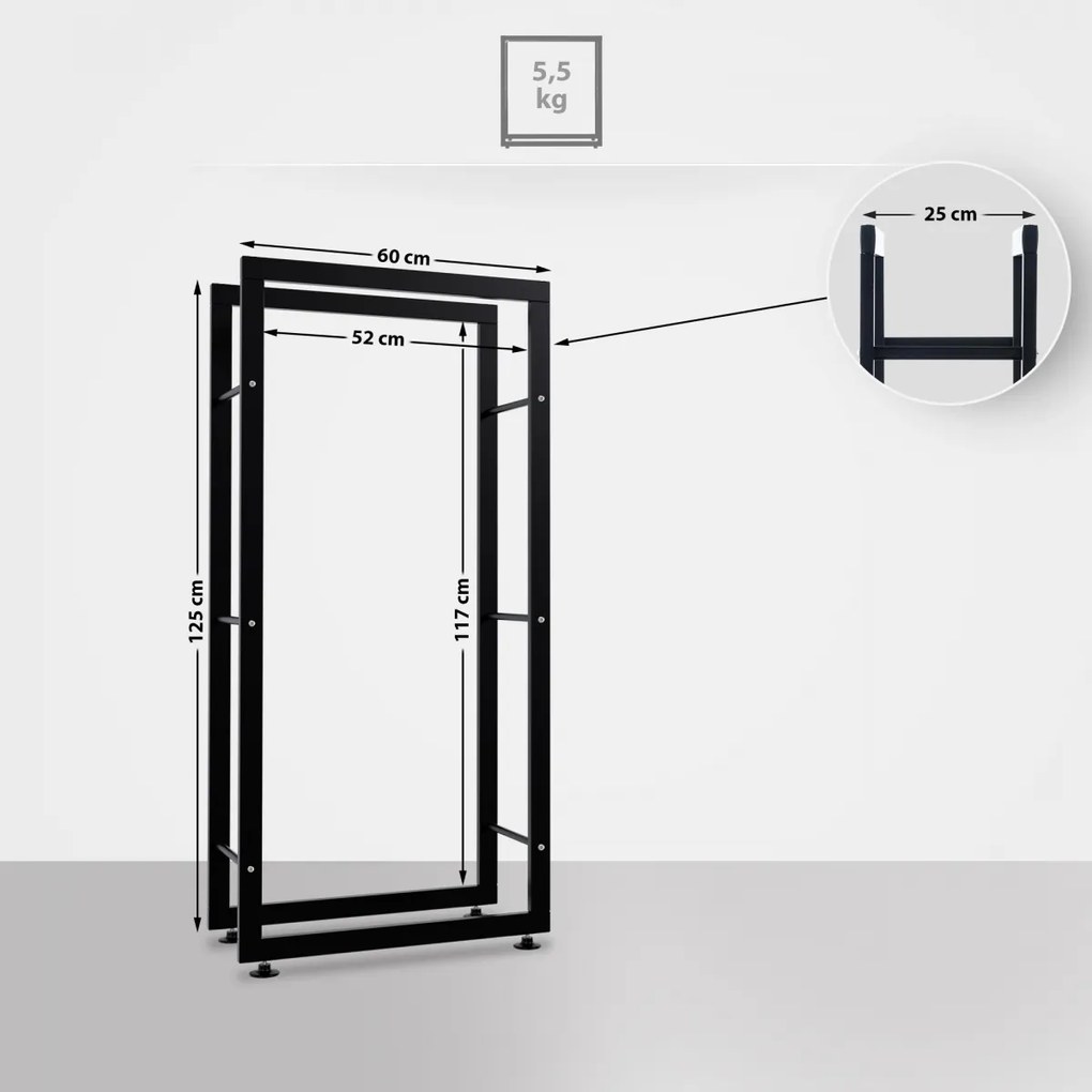 Stojan na drevo Keri V2 25x60x125, čierna