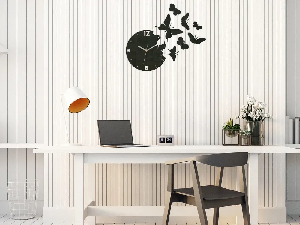 3D nalepovací hodiny Butterfly wenge