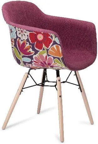 Ružová jedálenská stolička s nohami z bukového dreva Furnhouse Flame